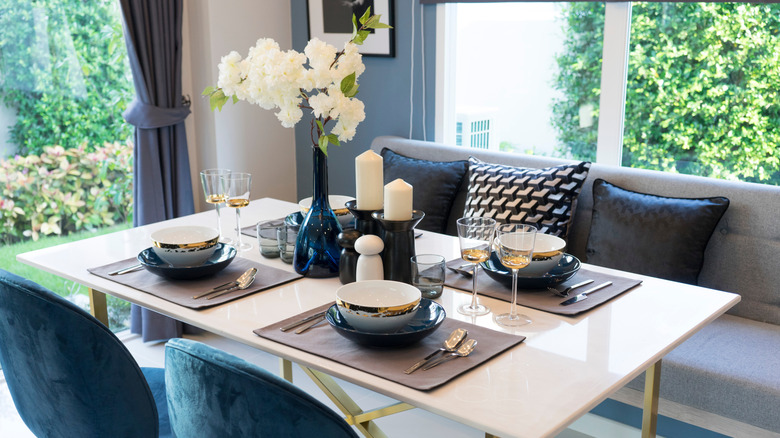 candles on dining room table