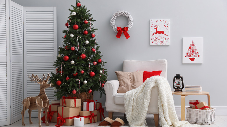 red and white Christmas artwork