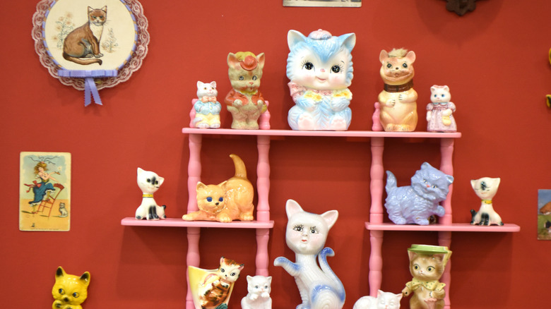 Cat-themed kitsch artwork is on display at CatCon 2022 at the Pasadena Convention Center on October 02, 2022 in Pasadena, California.