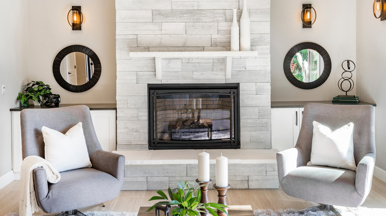 round mirrors in living room