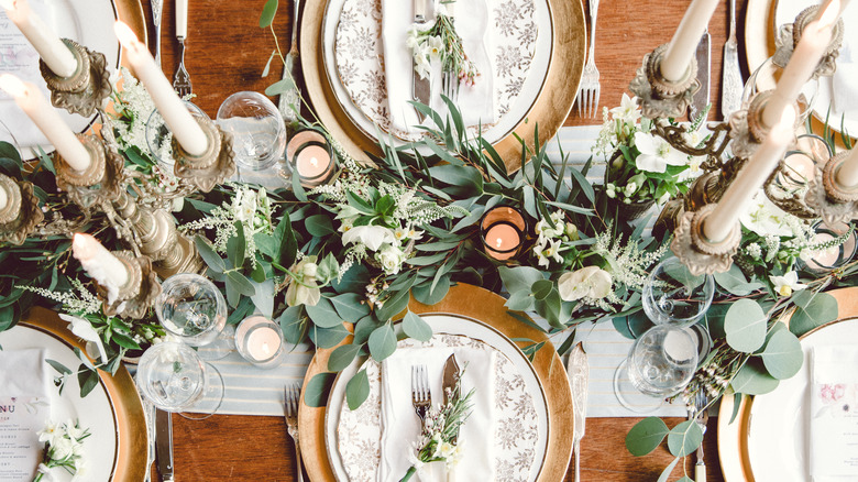 dining room table with plates