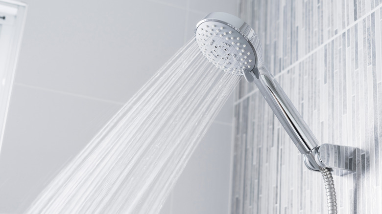 new shower head in bathroom