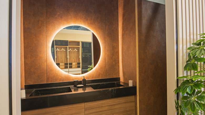 bathroom lighting and mirror
