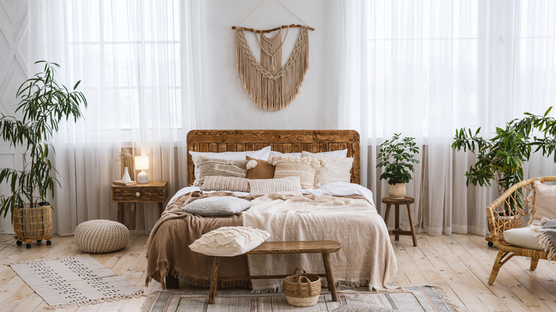 bedroom with two large windows