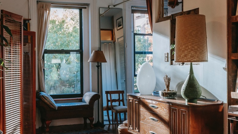 bedroom interior with vintage furniture