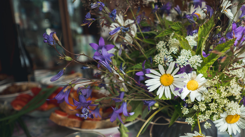 rustic bouquet on a dining table