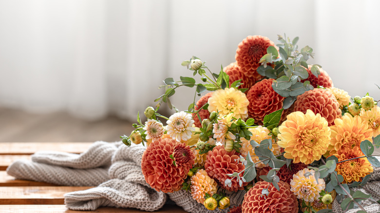 Chrysanthemums on a table