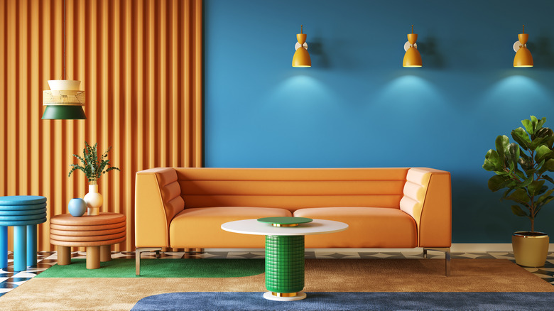 blue and orange living room