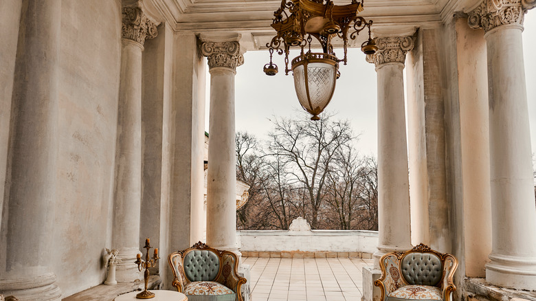 large ivory columns in villa