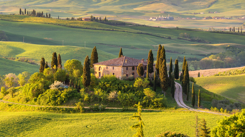 Italian villa on green hills