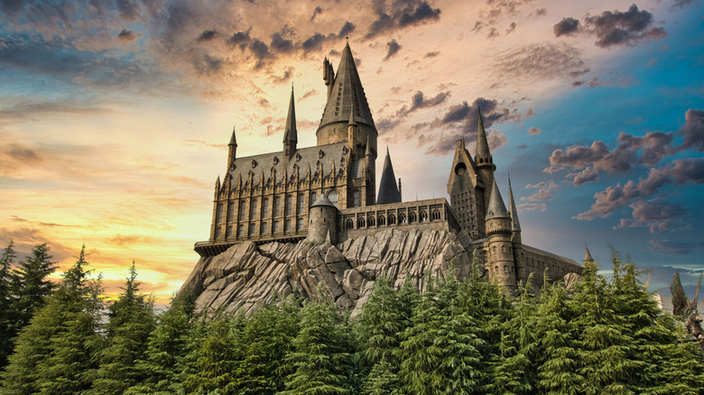 Hogwarts exterior at sunset