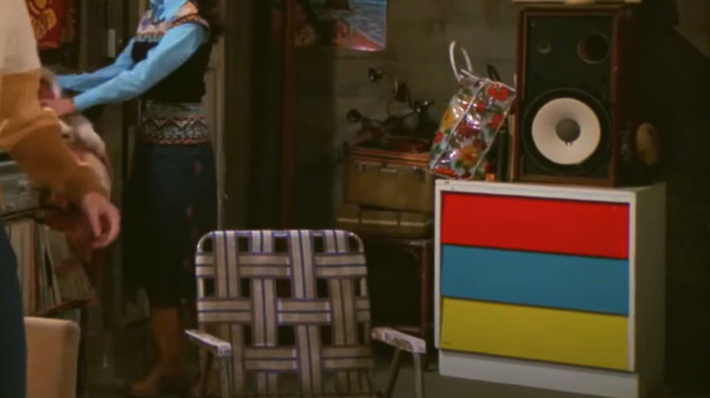 Red, blue, and yellow dresser