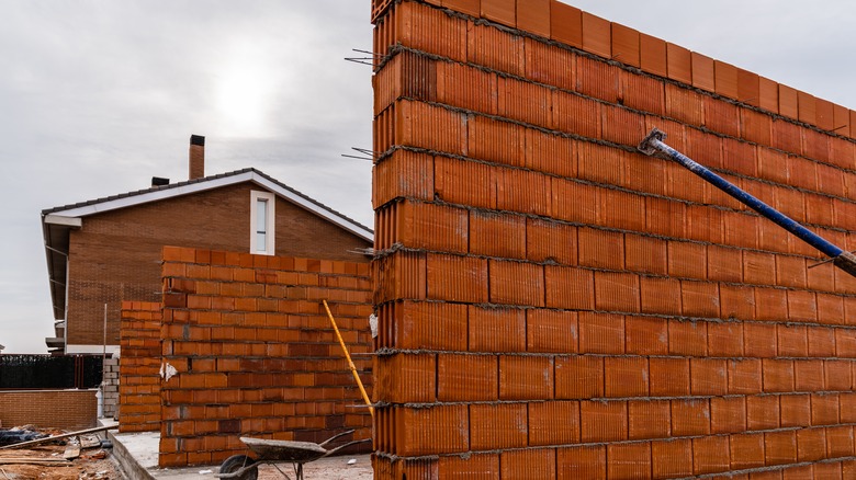 brick walls being built