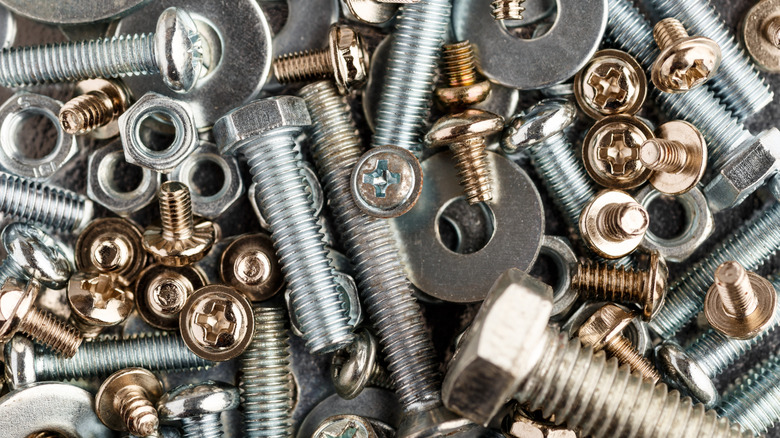 An assortment of nuts, bolts and washers