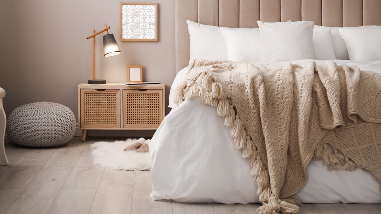 rattan and wooden nightstand