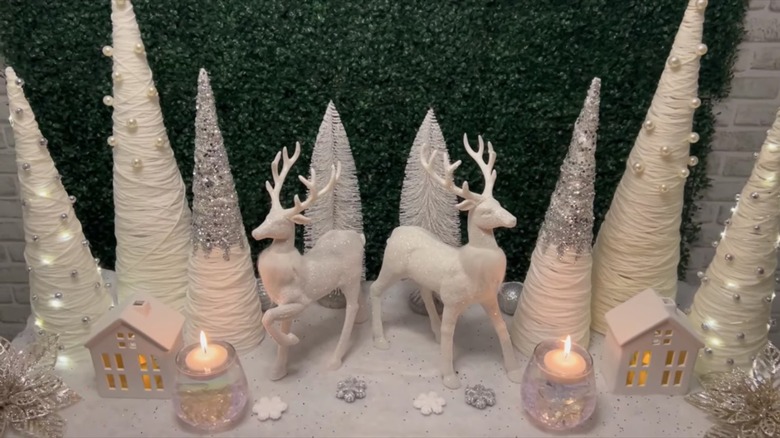 yarn Christmas trees and decorations