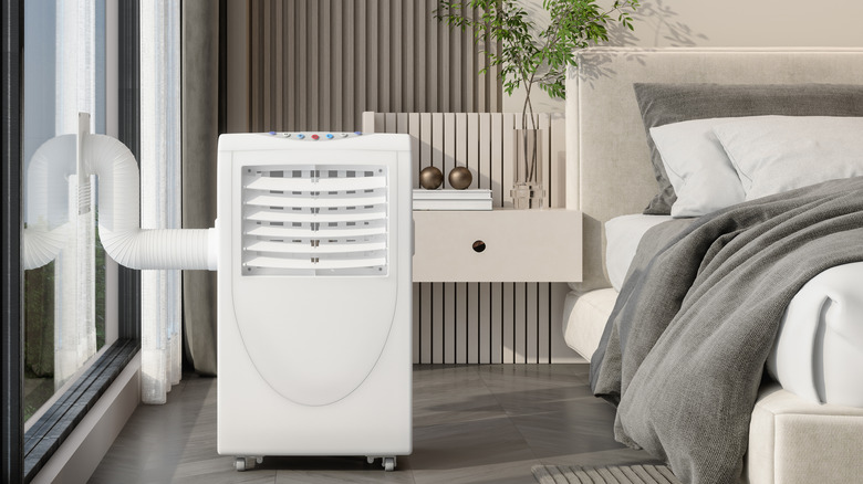 Portable air conditioner in bedroom