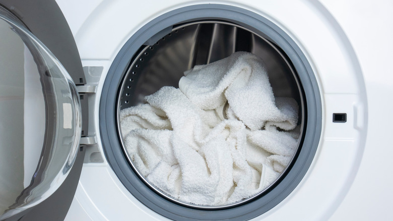 White towels in dryer