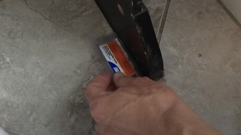 hand placing bait on floor