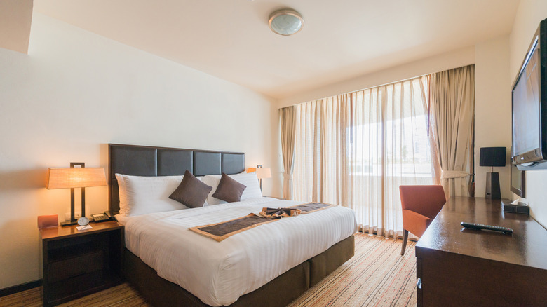Bedroom with varied lighting
