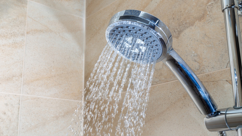 Running water of shower faucet