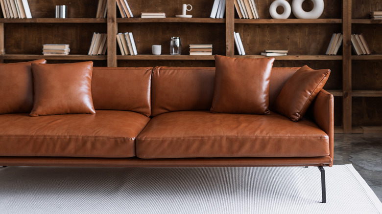 leather couch in living room