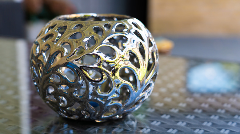 Metallic piece of tabletop decor