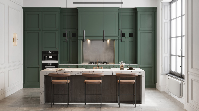 green and white contemporary kitchen