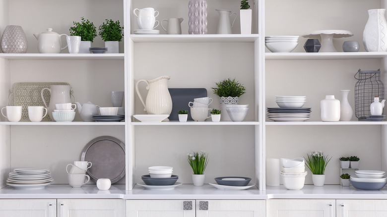 White open shelving 