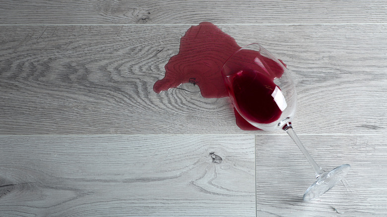 Spilled wine wood floors