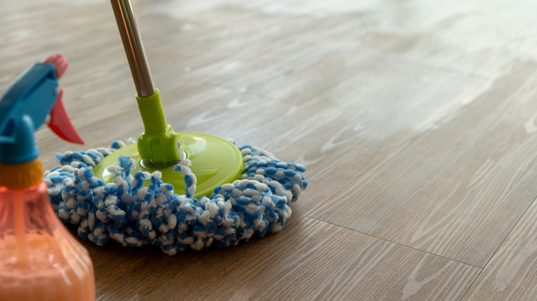 Mopping vinyl tile flooring