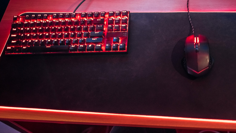A fancy mouse pad gaming setup
