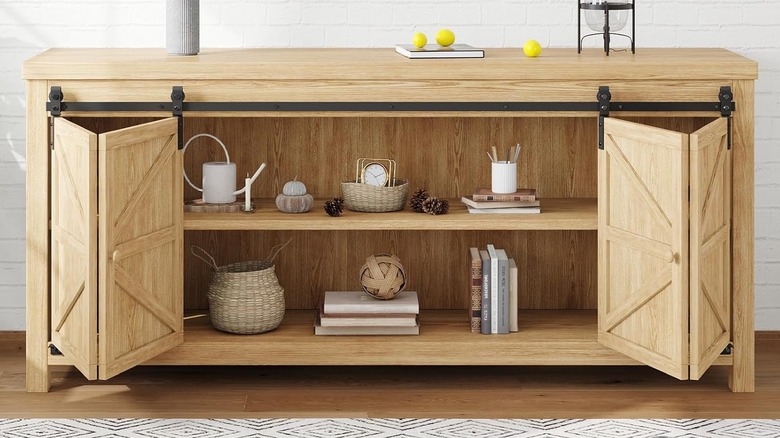 sliding barn doors over shelves