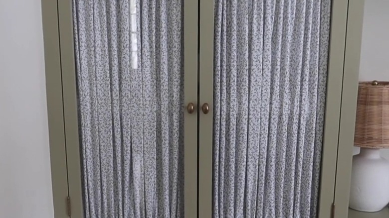 curtains in inset shelving