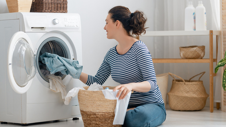 woman doing laundry