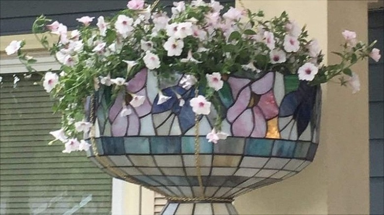 stained glass lampshade with flowers
