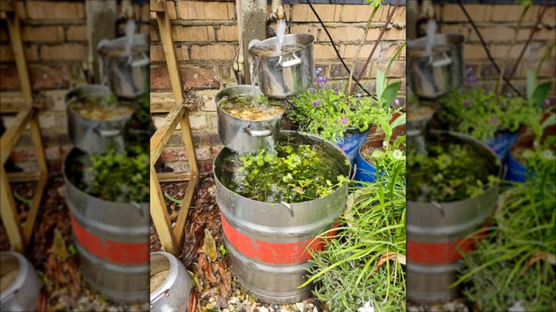 fountain made from pots