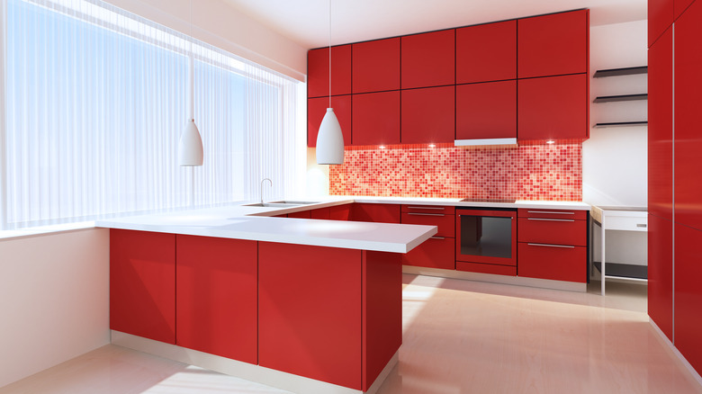kitchen with red details