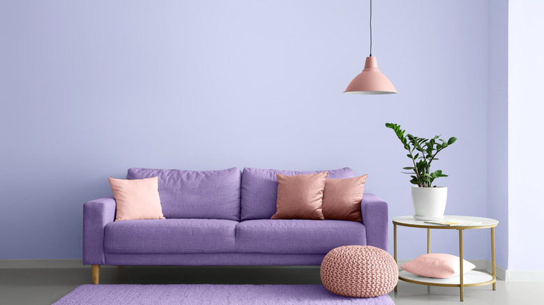 Tacky looking space with lavender wall
