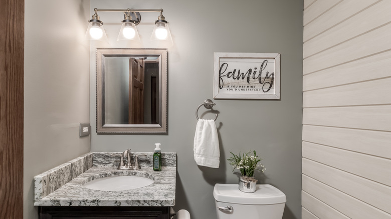 shiplap wall in a bathroom