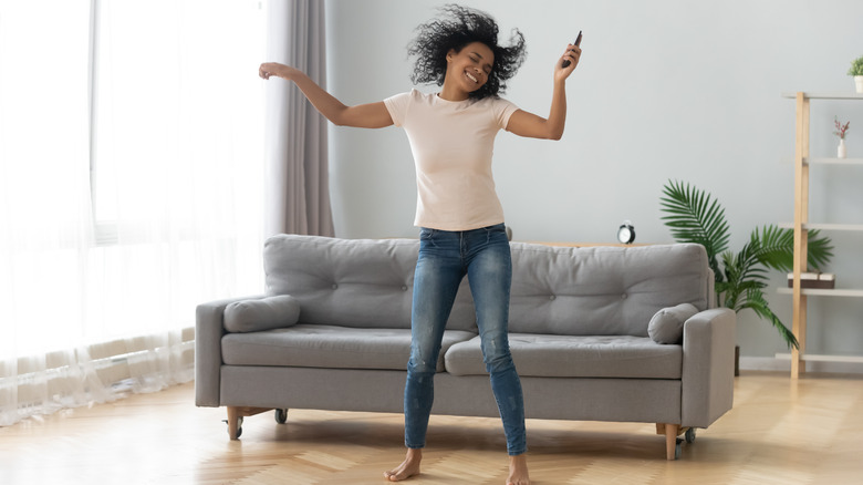 Person dancing in living room