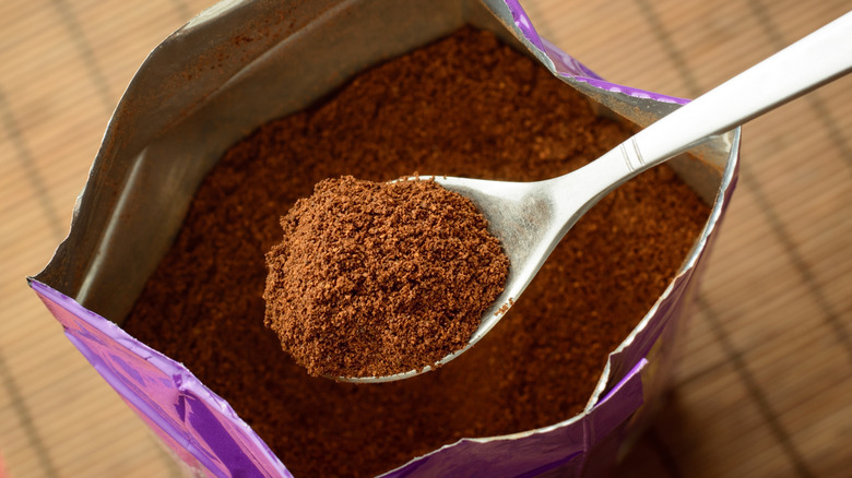 coffee grounds in a bag