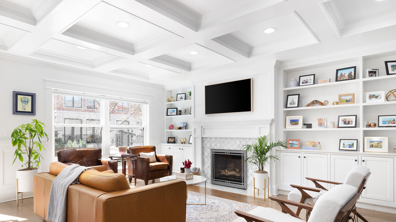 White coffered ceiling