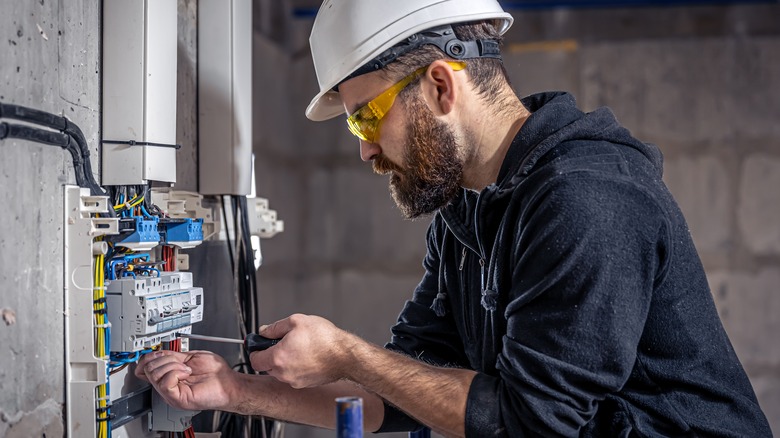 an electrician working