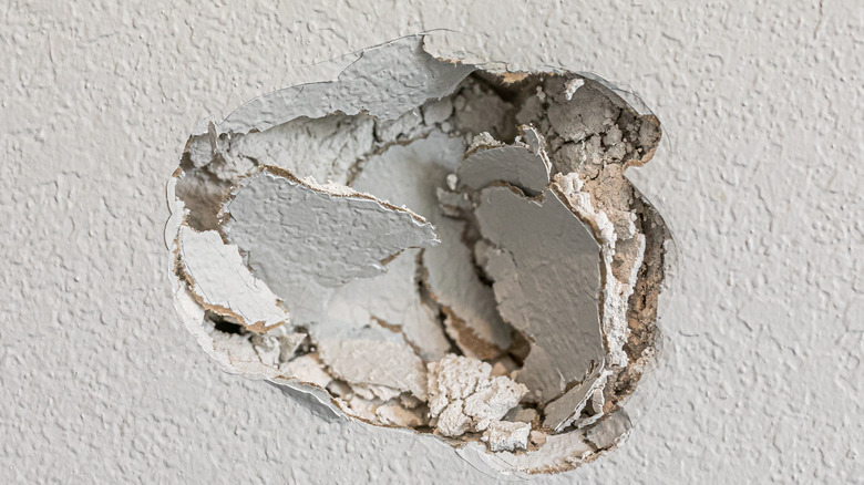 Damaged drywall in home