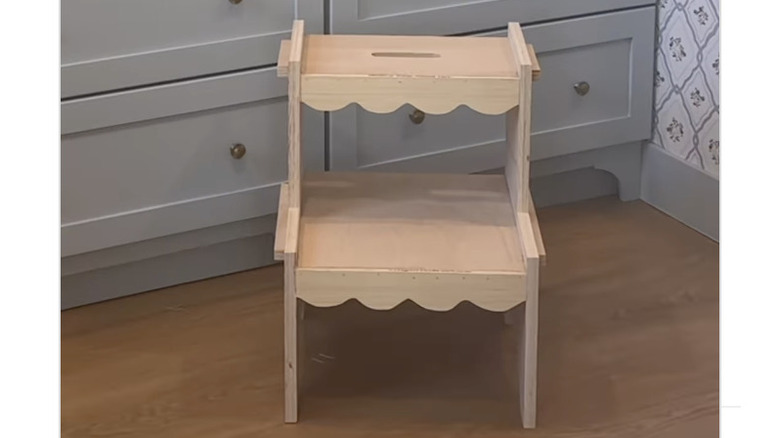 The DIY designer step stool ready to paint or stain