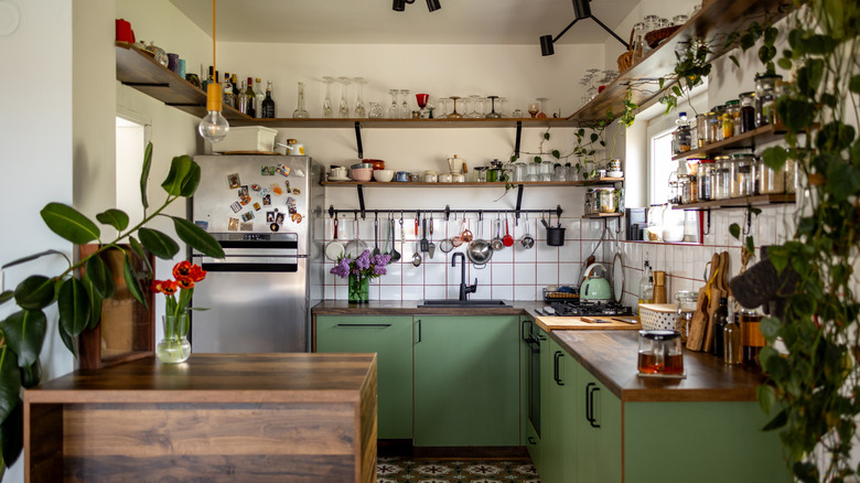 A mismatched kitchen in a home.