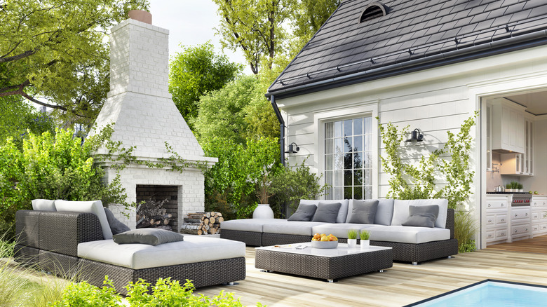 outdoor seating arrangement on deck