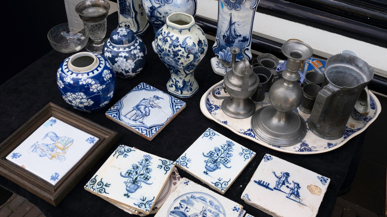 delft tiles on a table