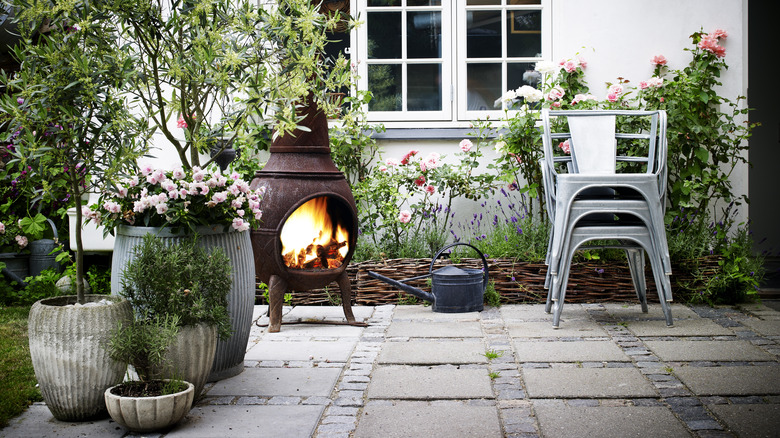 patio with group of plants